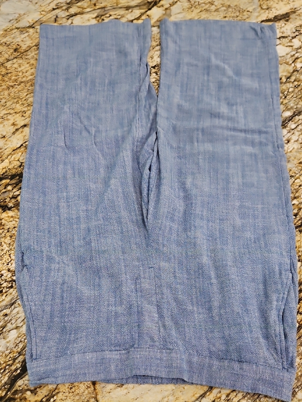 Banana Republic Blue Linen Rowan Wide Leg Pant Size 10 Inseam 23" Rise 11.5"
